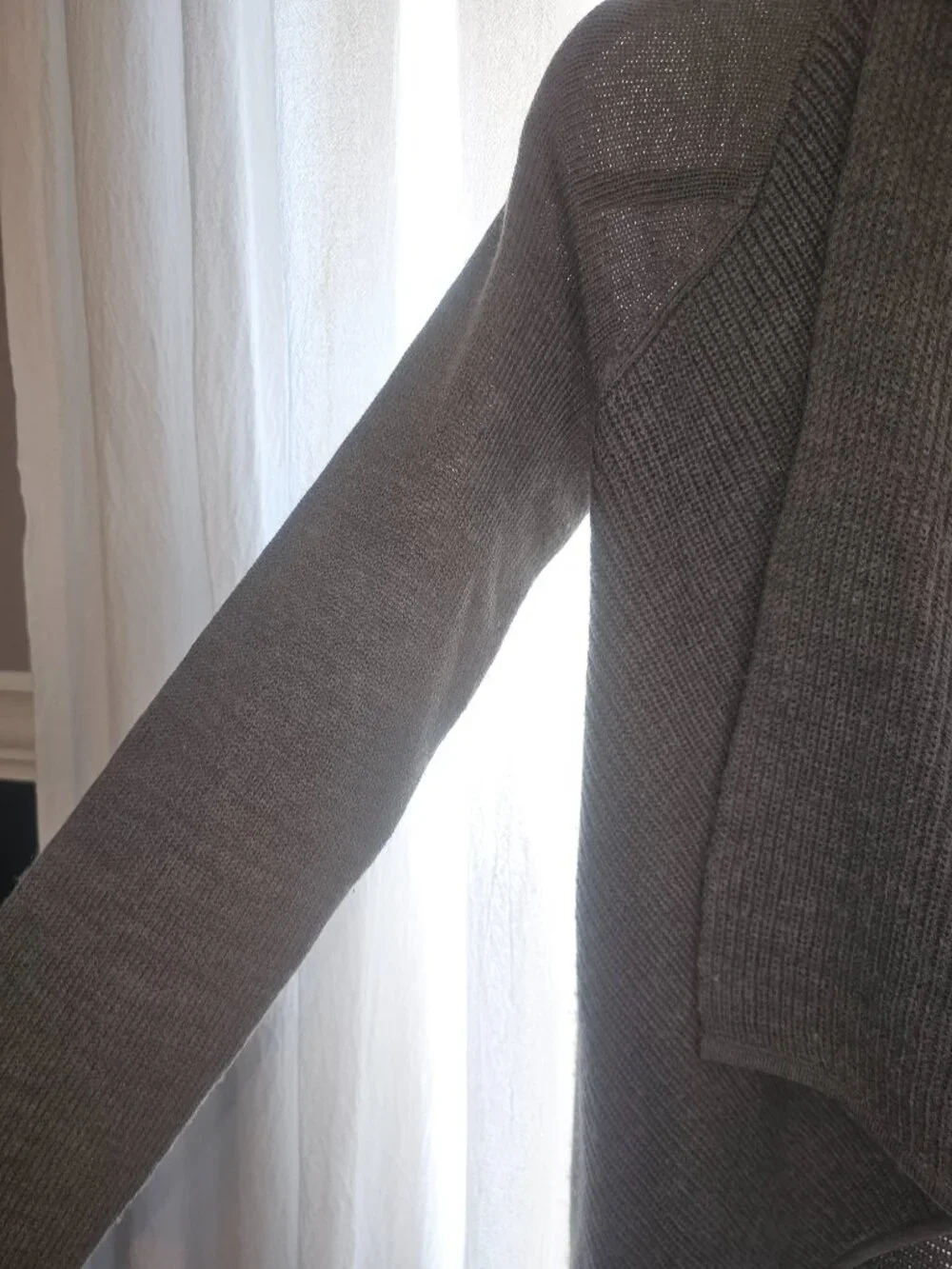 Express Gray Long Waterfall Draped Open Front Cardigan Sweater S